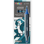 PENNARELLO DOPPIA PUNTA SKETCH MARKER SET 4 BLUE TONES CARIOCA PLUS