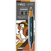 PENNARELLO DOPPIA PUNTA SKETCH MARKER SET 4 BROWN TONES CARIOCA PLUS