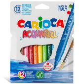 PENNARELLO PUNTA PENNELLO ACQUARELL SCATOLA 12 COLORI CARIOCA