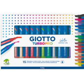 PENNARELLO DOPPIA PUNTA GIOTTO TURBO PRO SCATOLA 15 COLORI FILA