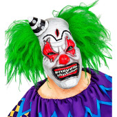 MASCHERA MEZZO VISO KILLER CLOWN CON CAPELLI E MINI CAPPELLO WIDMANN