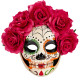 MASCHERA DIA DE LOS MUERTOS DECORATA CON ROSE ROSSE SET DA 12 WIDMANN