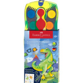 ACQUERELLI DINOSAURO SCATOLA 12 COLORI + TUBETTO GLITTER GLOW IN THE DARK FABER-CASTELL