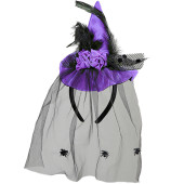 CAPPELLO MINI STREGA VIOLA CON ROSE. PIUME E RAGNO IN TULLE WIDMANN