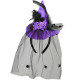 CAPPELLO MINI STREGA VIOLA CON ROSE. PIUME E RAGNO IN TULLE WIDMANN