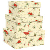 SET 3 SCATOLE REGALO NATALIZIE IN CARTONE CON COPERCHIO MEDIE WINTER BOUQUET KARTOS