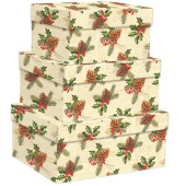 SET 3 SCATOLE REGALO NATALIZIE IN CARTONE CON COPERCHIO MEDIE HOLLY AND MUSIC KARTOS