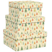 SET 3 SCATOLE REGALO NATALIZIE IN CARTONE CON COPERCHIO MEDIE COLOURED TREES KARTOS