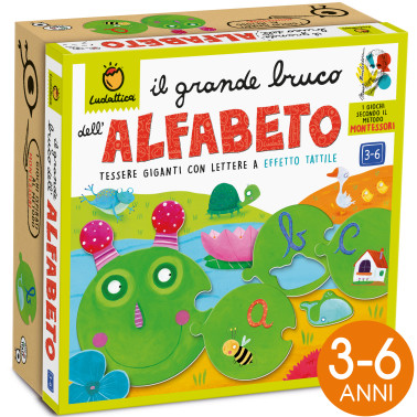GIOCO EDUCATIVO MONTESSORI IL BRUCO TATTILE DELL'ALFABETO LUDATTICA