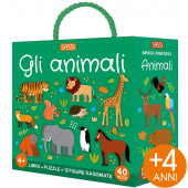 PUZZLE 52X38 CON LIBRO Q-BOX GLI ANIMALI SASSI
