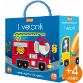 PUZZLE 52X38 CON LIBRO Q-BOX I VEICOLI SASSI