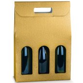 SCATOLA 3 BOTTIGLIE CHAMPAGNE CON MANIGLIA ARDESIA ORO