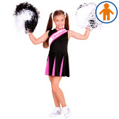 COSTUME BAMBINA CHEERLEADER NERA/ROSA (104 CM / 2-3 ANNI) WIDMANN