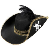 CAPPELLO PIRATA CON TESCHIO E PIUMA IN FELTRO WIDMANN
