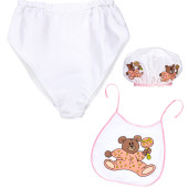 SET TRAVESTIMENTO BABY ROSA CON CUFFIA, BAVAGLINO, PANNOLINO GIGANTE WIDMANN