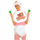 SET TRAVESTIMENTO BABY ROSA CON CUFFIA, BAVAGLINO, PANNOLINO GIGANTE WIDMANN