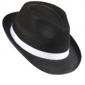 CAPPELLO GANGSTER NERO CON FASCIA BIANCA in feltro WIDMANN