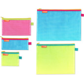 BUSTE PVC RETE CON CHIUSURA ZIP A4 FLUO ARDA
