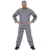 COSTUME CARCERATO BIANCO/NERO CASACCA, PANTALONI, CAPPELLO WIDMANN