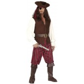 COSTUME PIRATA camicia con gilet, pantaloni, cintura, copristivali, fascia per testa, cappello, benda per occhio M WIDMANN