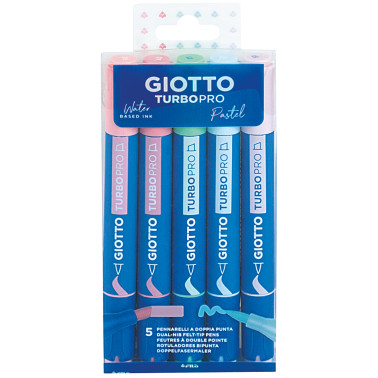PENNARELLO DOPPIA PUNTA GIOTTO TURBO PRO SET 5 COLORI PASTELLO FILA