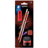 SET ROSSO NERO NORIX MATITA + TEMPERAMATITE + GOMMA X-TREME STAEDTLER