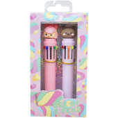 SET 2 PENNE SFERA MULTICOLORE BEAR AND GIRL KIDS DREAM BIG TRI-COASTAL