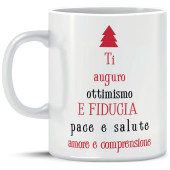 TAZZA MUG IN CERAMICA NATALIZIA TI AUGURO OTTIMISMO MARPIMAR