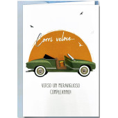 BIGLIETTO AUGURALE COMPLEANNO 11,5X17,55 AUTO PAPERWORK CROMO