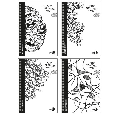 MAXIQUADERNO SPIRALE PLASTICA MORBIDA SENZA FORI 80 GR. 60 FOGLI FREE CON STICKERS BM BE MORE