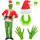 COSTUME GRINCH CON GIACCA, PANTALONI, CAPPELLO, GUANTI, BARBA, SOPRACCIAGLIA MEDIUM WIDMANN