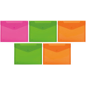 BUSTA PPL BOTTONE 24 X 18,5 (A5) ORIZZONTALE TRASPARENTE SET 5 COLORI FLUO ASSORTITI LEBEZ