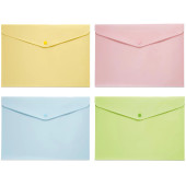 BUSTA PPL BOTTONE 33,5 X 23,5 (A4) ORIZZONTALE SEMITRASPARENTE SET 4 COLORI PASTELLO ASSORTITI LEBEZ