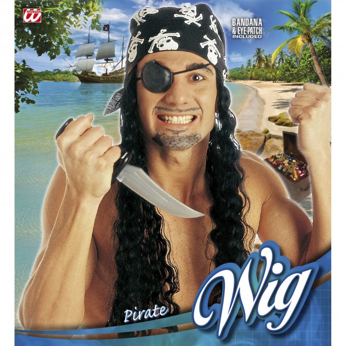Perruque Noire Avec Bandana Intégré Kamelya 1B - Cheveux Synthétiques Bouclés, Longue