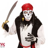MASCHERA MEZZO VISO TESCHIO PIRATA CON BANDANA, PERLINE E DOBLONI WIDMANN