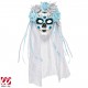 MASCHERA DIA DE LOS MUERTOS DECORATA CON VELO IN PIZZO BIANCO, NASTRI E ROSE AZZURRE 26 ARGENTO WIDMANN