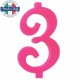 CANDELA FUCSIA cm.7 CON BASE MAGIC-PARTY
