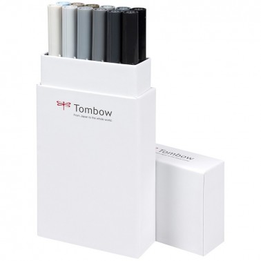 PENNARELLO DOPPIA PUNTA DUAL BRUSH PEN SET 12 COLORI GRIGI TOMBOW