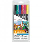 PENNARELLO DUAL BRUSH PEN SET 6 COLORI PRIMARI TOMBOW
