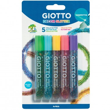 COLLA GLITTER SET 5 TUBI 10,5 ML. GIOTTO COLORI ASSORTITI FILA