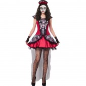 COSTUME MUJER DIA DE LOS MUERTOS CON guanti senza dita, copricapo WIDMANN