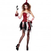 COSTUME ARLECCHINA HORROR CON bracciali, mini cappello WIDMANN