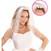 VELO SPOSA SU TIARA CON ROSE E DIAMANTI WIDMANN