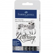 PENNARELLO CALLIGRAFICO PITT ARTIST PEN CONF. 6 PZ. + MATITA + TEMPERINO FABER-CASTELL
