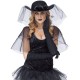 CAPPELLO IN FELTRO VEDOVA NERA CON ROSE, VELO E RAGNI WIDMANN