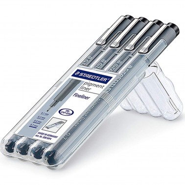 PENNA AD INCHIOSTRO PIGMENTATO PIGMENT LINER NERO SET 4 PUNTE STAEDTLER