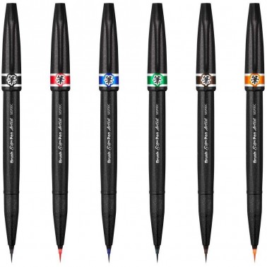 PENNARELLO CON VERA PUNTA PENNELLO COLORATA BRUSH SIGN PEN ARTIST PENTEL