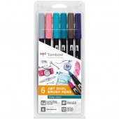 PENNARELLO DUAL BRUSH PEN SET 6 COLORI VINTAGE TOMBOW