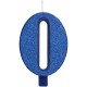 CANDELA NUMERO GLITTERATA BLU CM. 9,5 CON BASE GIVI