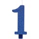 CANDELA NUMERO GLITTERATA BLU CM. 9,5 CON BASE GIVI